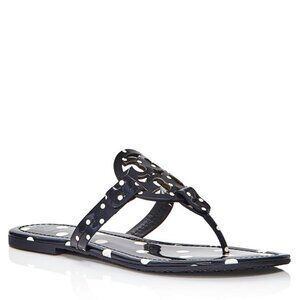 Tory Burch Patent Leather Sandals Navy Dot Size 9.5 Style 40173